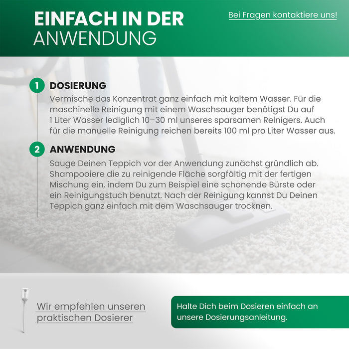 BiOHY Teppichreiniger für Waschsauger – Anwendungsbereiche: Teppich, Polster, Autositze und Matratzenbezüge