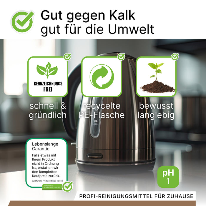 BiOHY Universal Entkalker 10L (B2B) – Produktinfografik zu Eigenschaften und Anwendung