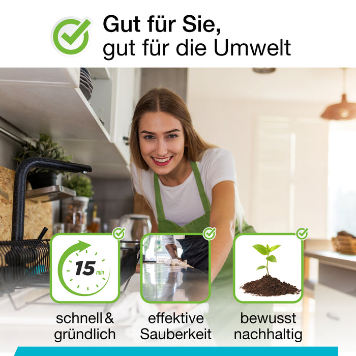 BiOHY Universalreiniger Tabs 12 Stück – Infografik zur Ergiebigkeit