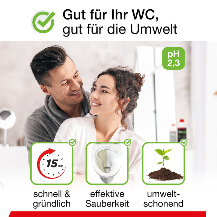 BiOHY WC-Reiniger 10L (B2B) – Produktinfografik zu Eigenschaften und Anwendung