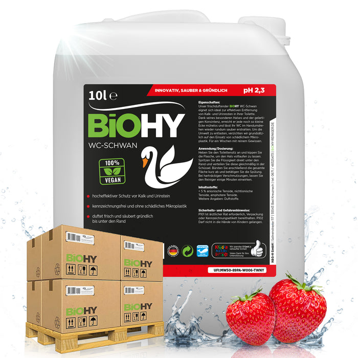 BiOHY WC-Schwan – 500er Palette mit 50 x 10 Liter Kanistern