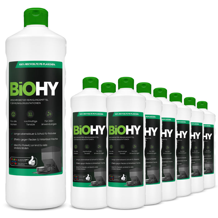 BiOHY Wischroboter-Reiniger für Reinigungsstationen – 12er Sparpack mit 12 x 1 Liter Flaschen