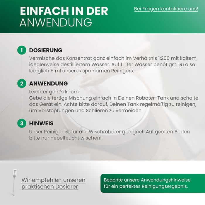 BiOHY Wischroboter Reinigungsmittel für Reinigungsstationen mit Orangenduft – Etikett mit Inhaltsstoffen & Dosierhinweis (für Roborock, Dreame & Ecovacs)