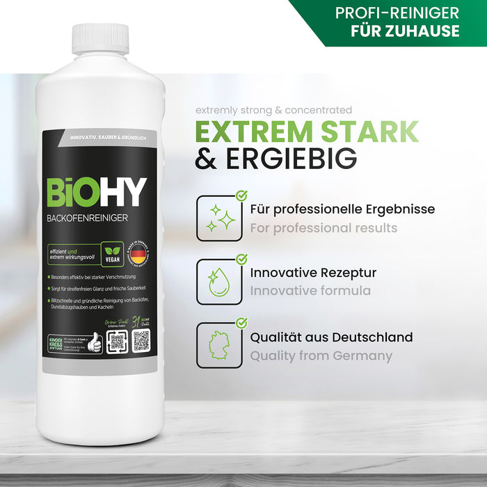 BiOHY Backofenreiniger, Backofenspray, Ofenreiniger, Fettlöser – vegan & Made in Germany (Produktflasche)