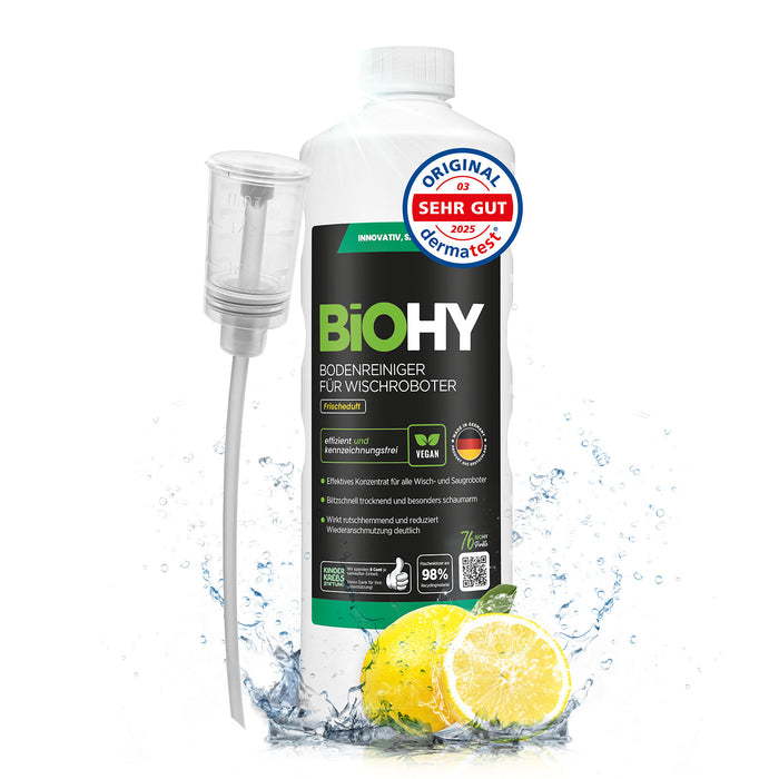 BiOHY Bodenreiniger für Wischroboter – Produktabbildung des nicht schäumenden, ergiebigen Konzentrats