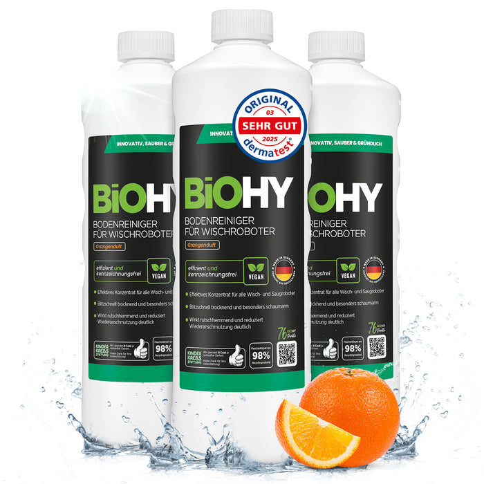 BiOHY Wischroboter-Bodenreiniger Orangenduft – 1-Liter-Konzentrat für Ecovacs und MOVA