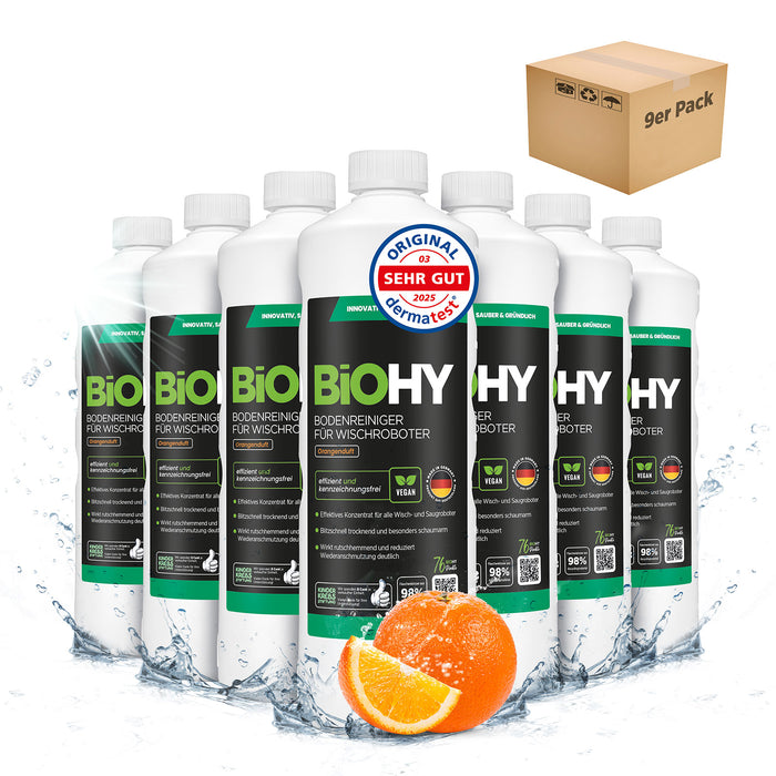 BiOHY Wischroboter-Bodenreiniger Orangenduft – Wischergebnis auf Parkett und Vinyl