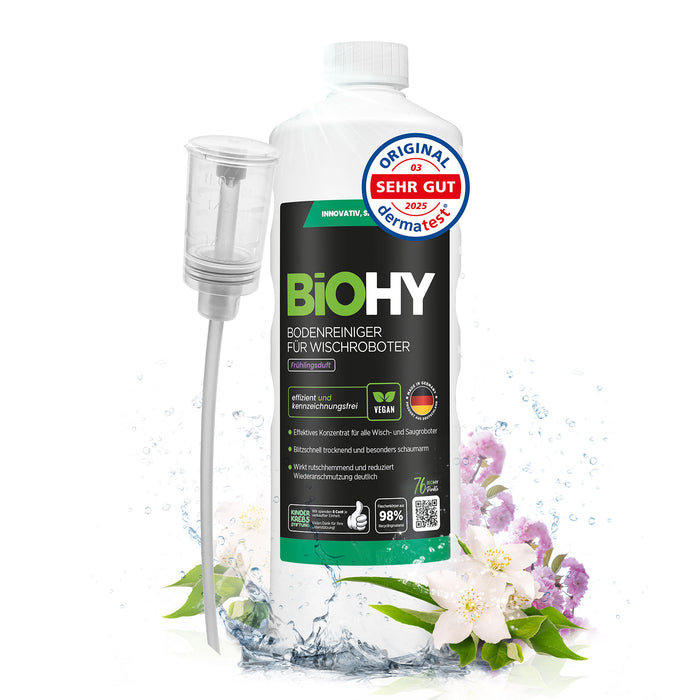 BiOHY Wischroboter-Bodenreiniger Frühlingsduft – Flasche in der Frontansicht