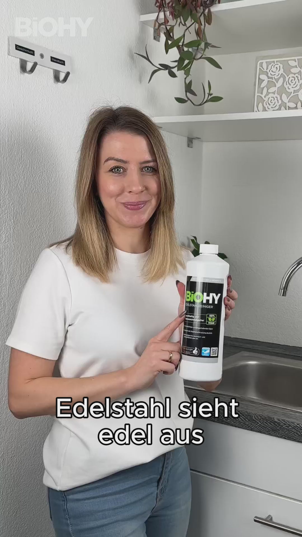 Video: BiOHY Edelstahlreiniger – pflegt Edelstahlflächen streifenfrei in Schliffrichtung