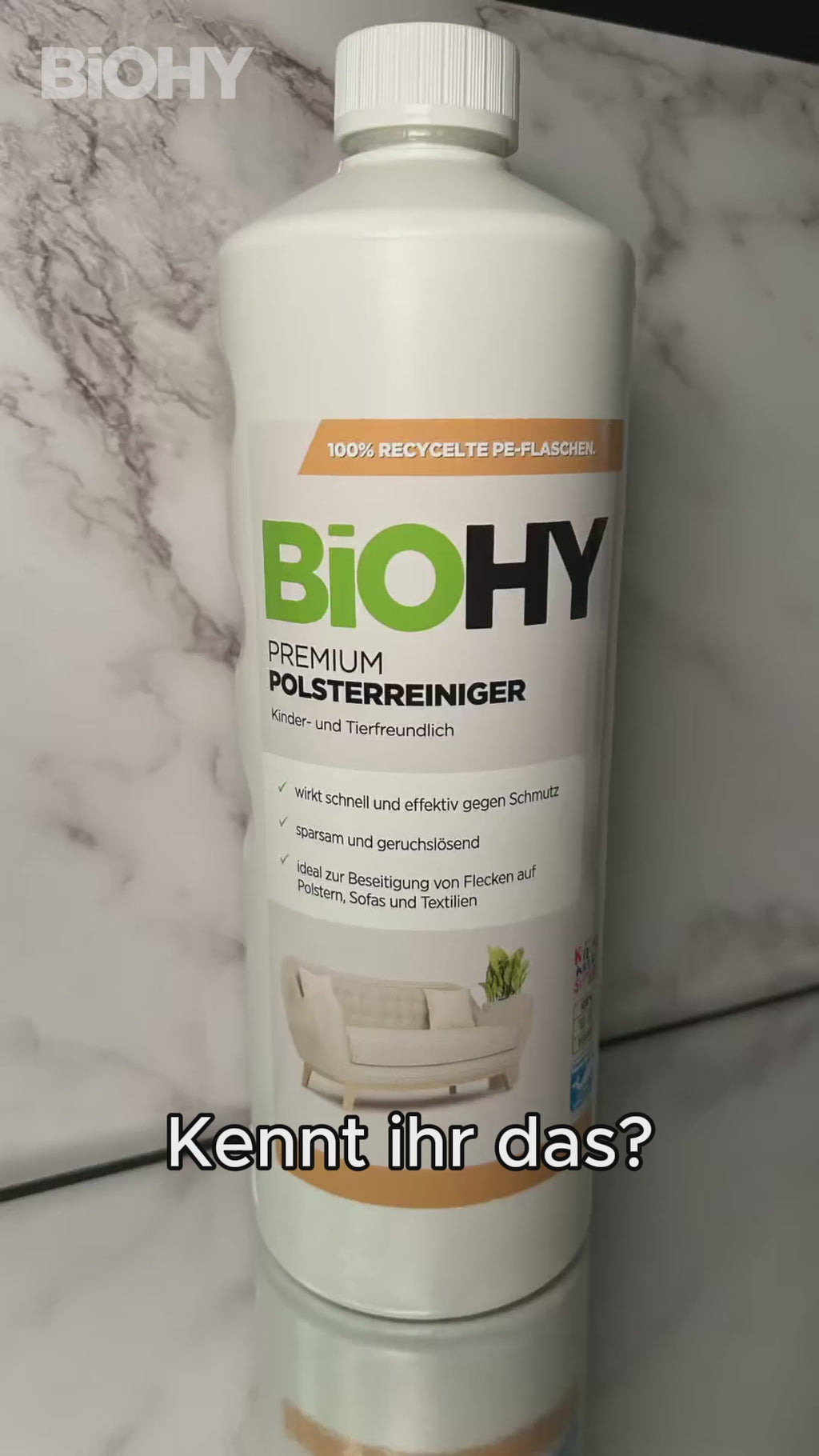 Video: BiOHY Premium Polsterreiniger – tiefenreine Polsterreinigung von Sofa, Matratze und Autositzen