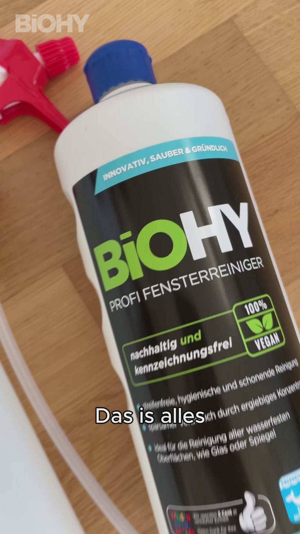 Video: BiOHY Profi Fensterreiniger – streifenfreie Fenster und Glasflächen ohne Nachpolieren