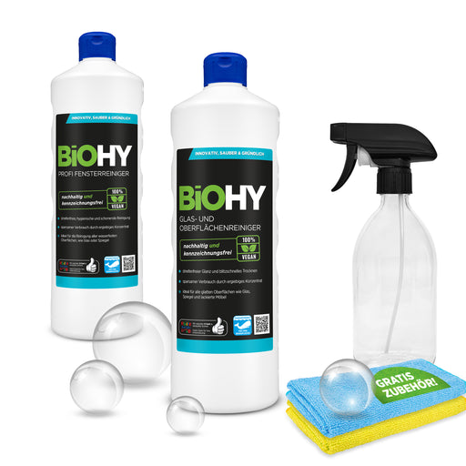 Sprühflasche aus Glas aus dem BiOHY Klare-Sicht-Set, Frontansicht
