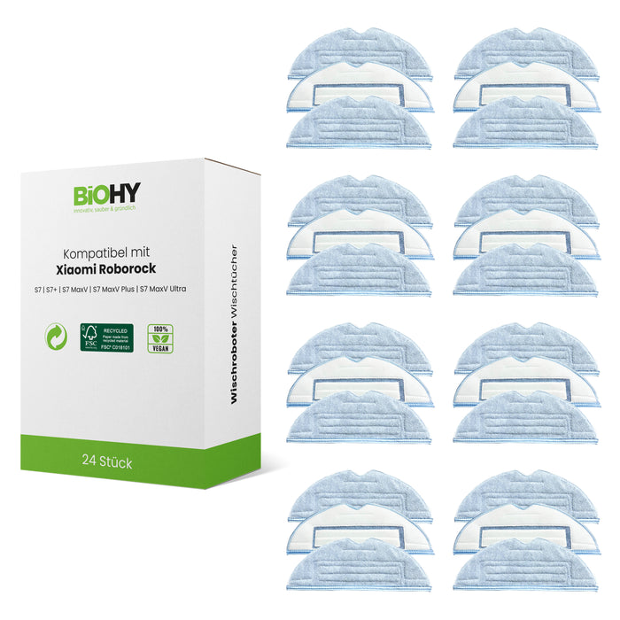 BiOHY Mikrofaser-Wischtücher für Roborock S7 und S8 – 24er-Set, Jahresvorrat