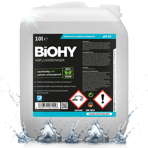 BiOHY Abflussreiniger 10 Liter Kanister – Frontansicht mit Etikett