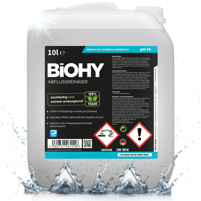 BiOHY Abflussreiniger 10 Liter Kanister – Frontansicht mit Etikett