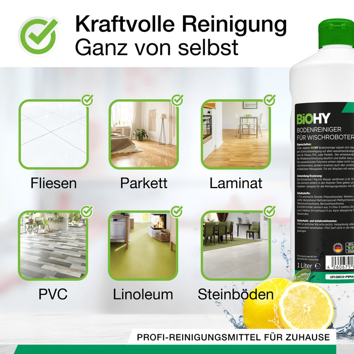 BiOHY Bodenreiniger für Wischroboter 10 Liter – nicht schäumendes Konzentrat für Roborock, Dreame und Ecovacs im Gewerbe