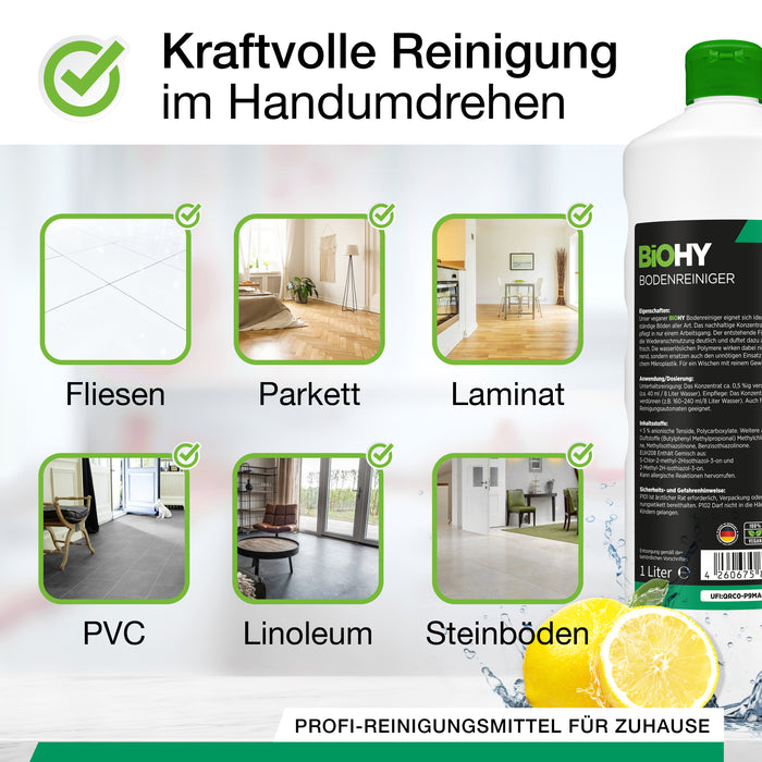 BiOHY Bodenreiniger 10 Liter Kanister – Nahaufnahme Etikett