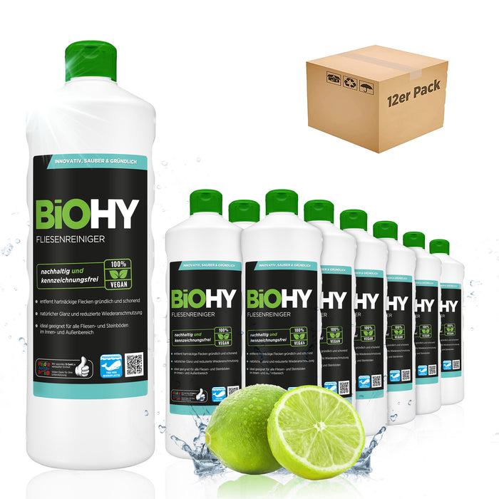 BiOHY Fliesenreiniger – 12er Sparpack mit 12 x 1 Liter Flaschen
