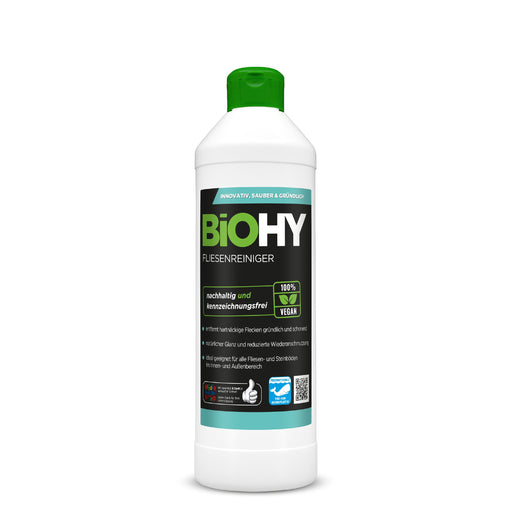 BiOHY Fliesenreiniger 500 ml – Flasche mit Etikett, Konzentrat für Wand- und Bodenfliesen, Frontansicht