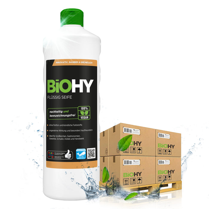 BiOHY Flüssig Seife – 480er Palette mit 480 x 1 Liter Flaschen für den Großhandel