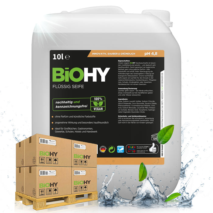 BiOHY Flüssig Seife – 500er Palette mit 50 x 10 Liter Kanistern für den Großhandel