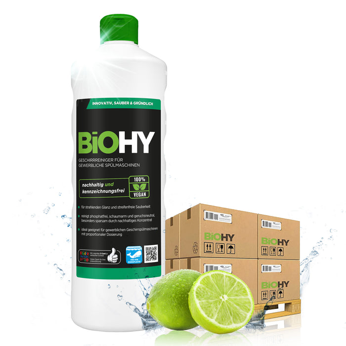 BiOHY Geschirrreiniger 480er Palette (480 x 1 Liter Flasche) – Lageransicht