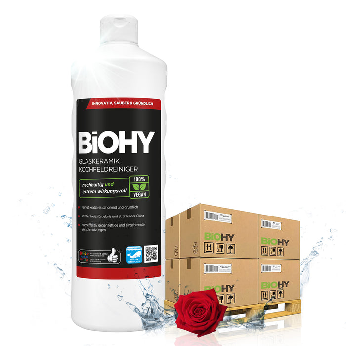 BiOHY Glaskeramik Kochfeldreiniger 480er Palette (480 x 1 Liter Flasche) – Lageransicht