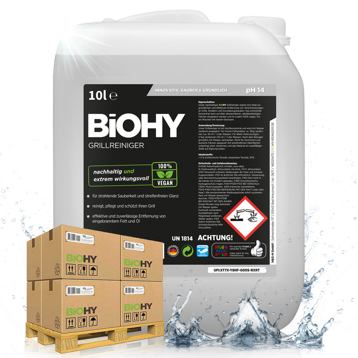 BiOHY Grillreiniger 500er Palette (50 x 10 Liter Kanister) – Lageransicht