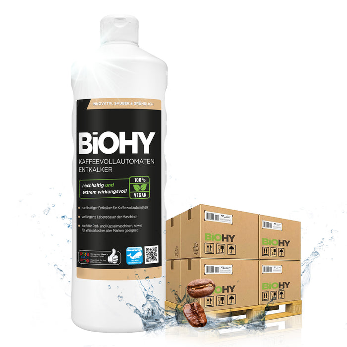 BiOHY Kaffeevollautomaten Entkalker – 480er Palette mit 480 x 1 Liter Flaschen