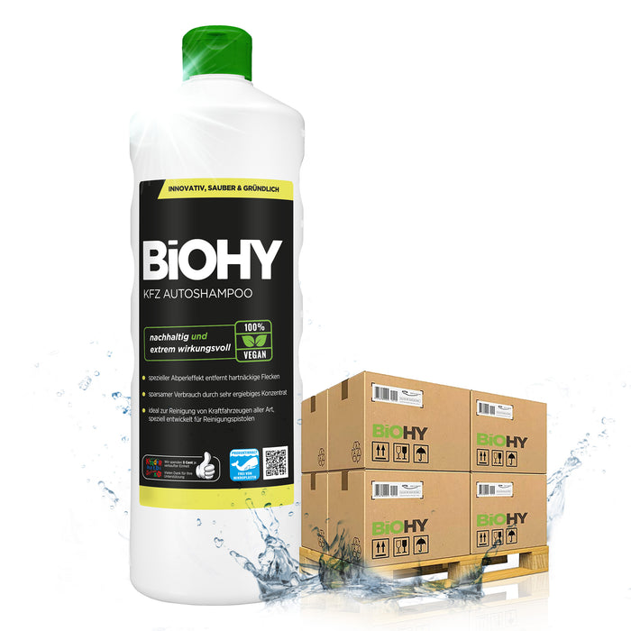 BiOHY KFZ Autoshampoo – 480er Palette mit 480 x 1 Liter Flaschen für den Großhandel
