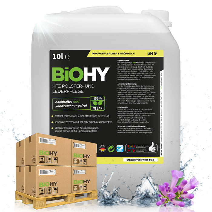 BiOHY KFZ Polster- und Lederpflege – 500er Palette mit 50 x 10 Liter Kanistern