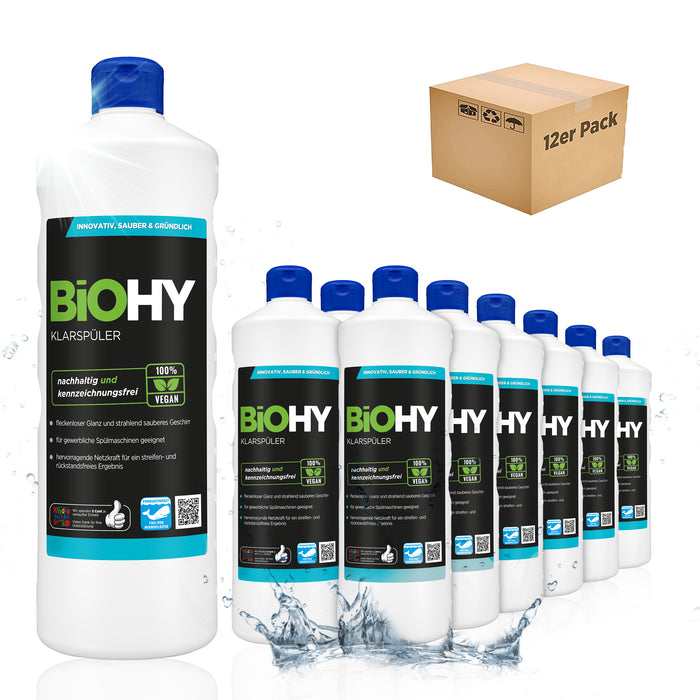 BiOHY Klarspüler – 12er-Pack (12 x 1 Liter Flasche) für Gastronomie und Großküche
