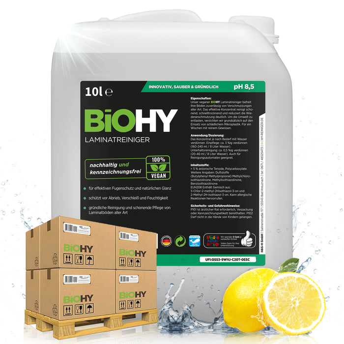 BiOHY Laminatreiniger – 500er Palette mit 50 x 10 Liter Kanistern