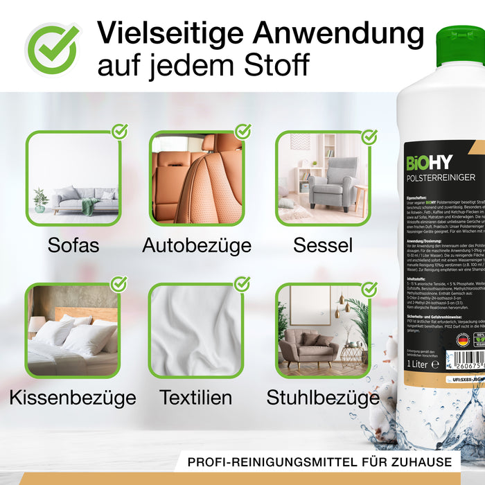 BiOHY Polsterreiniger 10 Liter – Konzentrat für Polstermöbel, Teppich und Autositze im Gewerbe