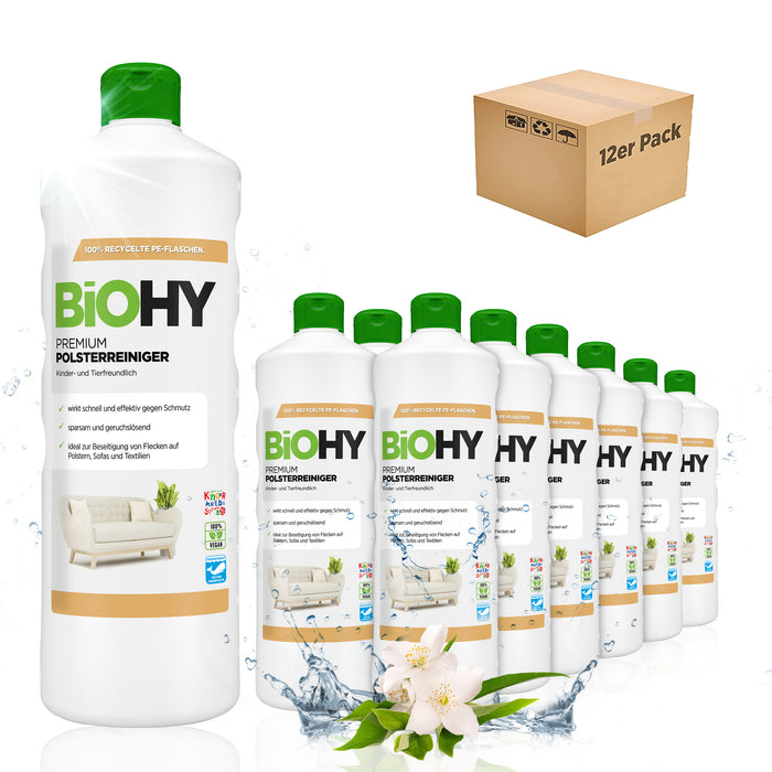 BiOHY Premium Polsterreiniger – 12er Sparpack mit 12 x 1 Liter Flaschen