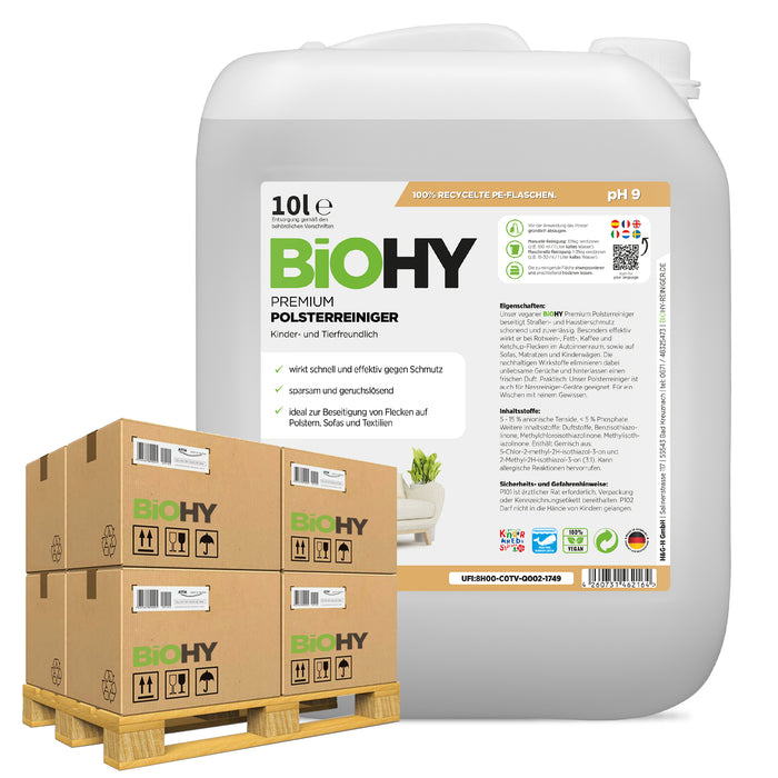 BiOHY Premium Polsterreiniger 500er Palette – Übersichtsaufnahme für Großhandel
