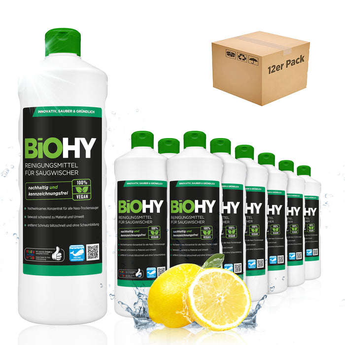 BiOHY Reinigungsmittel für Saugwischer – 12er Sparpack mit 12 x 1 Liter Flaschen