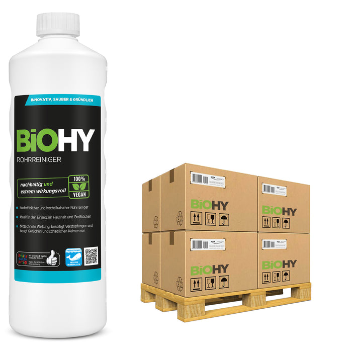 BiOHY Rohrreiniger – 480er Palette mit 480 x 1 Liter Flaschen