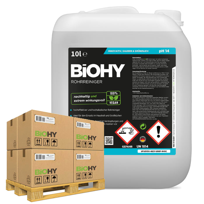BiOHY Rohrreiniger – 500er Palette mit 50 x 10 Liter Kanistern
