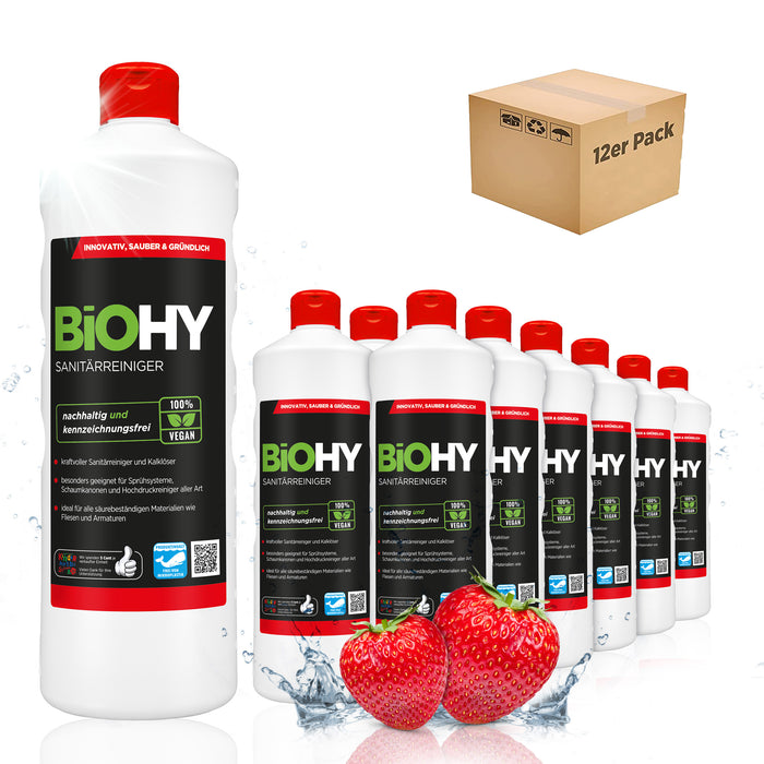 BiOHY Sanitärreiniger – 12er Sparpack mit 12 x 1 Liter Flaschen