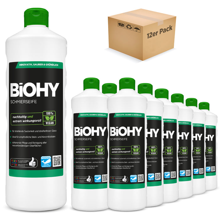 BiOHY Schmierseife 12er Pack – 12 x 1 Liter Flasche im Sparpack