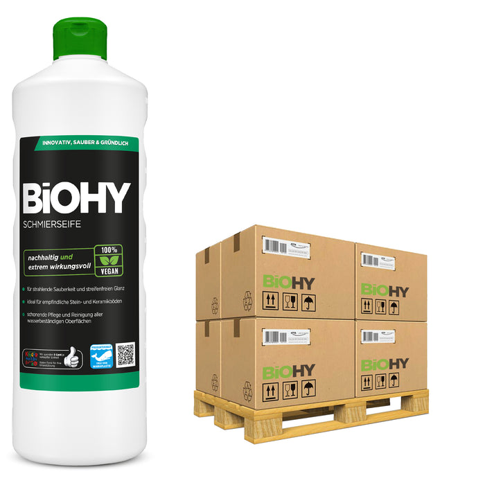 BiOHY Schmierseife 480er Palette – Übersichtsaufnahme für Großhandel