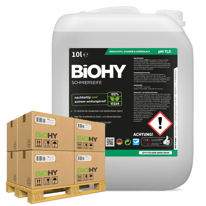 BiOHY Schmierseife 500er Palette – Übersichtsaufnahme für Großhandel