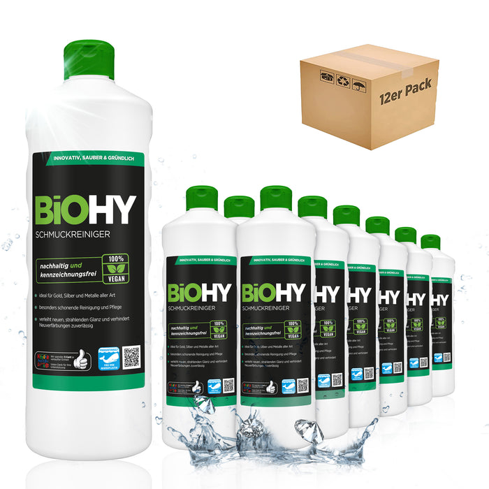 BiOHY Schmuckreiniger – 12er Sparpack mit 12 x 1 Liter Flaschen