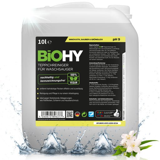 BiOHY Teppichreiniger für Waschsauger, 10-Liter-Kanister, für Teppich und Polster