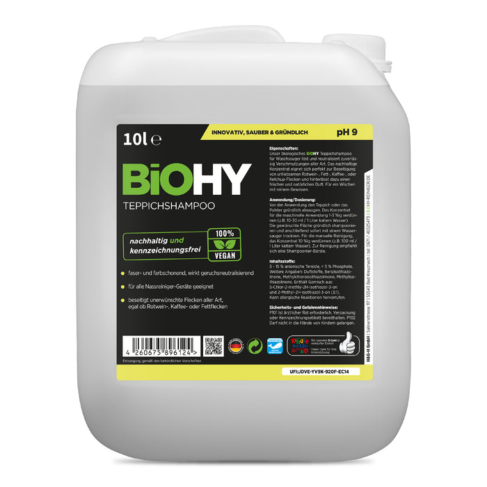 BiOHY Teppichshampoo im 10-Liter-Kanister – Frontansicht