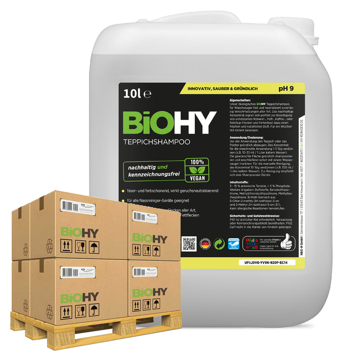 BiOHY Teppichshampoo 500er Palette – Übersichtsaufnahme für Großhandel