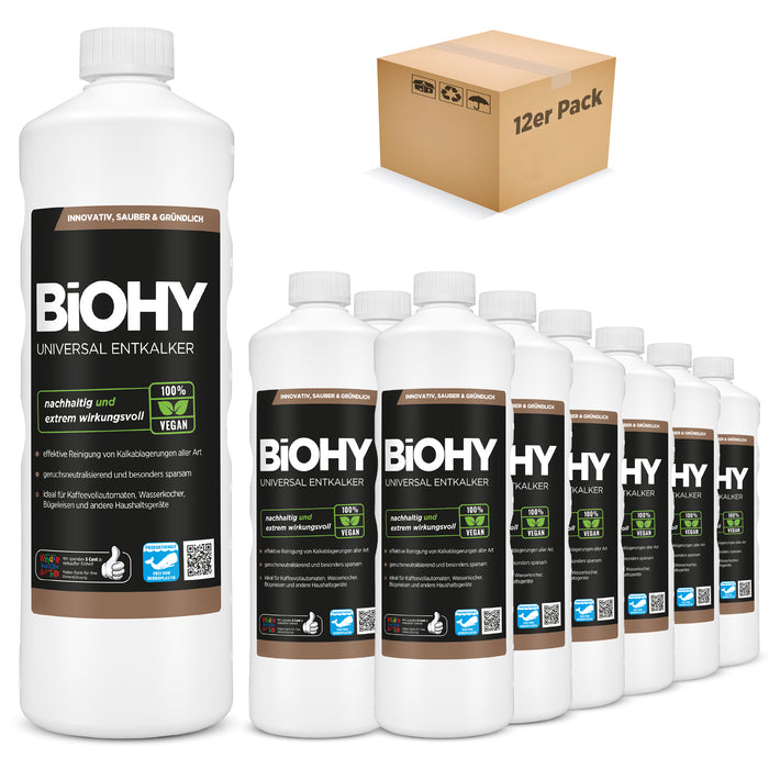 BiOHY Universal Entkalker 12er-Pack – Detailansicht der Sparpackung