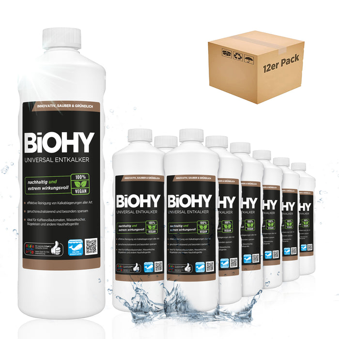 BiOHY Universal Entkalker – 12er Sparpack mit 12 x 1 Liter Flaschen