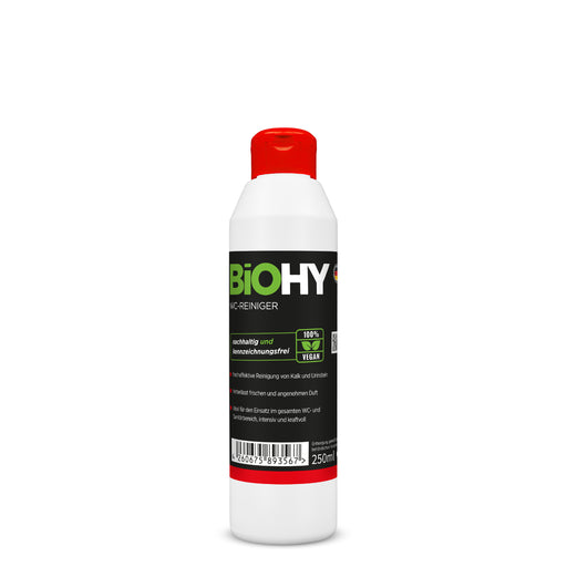 BiOHY WC-Reiniger, 250-ml-Flasche, veganes Reinigungsgel gegen Urinstein und Kalk